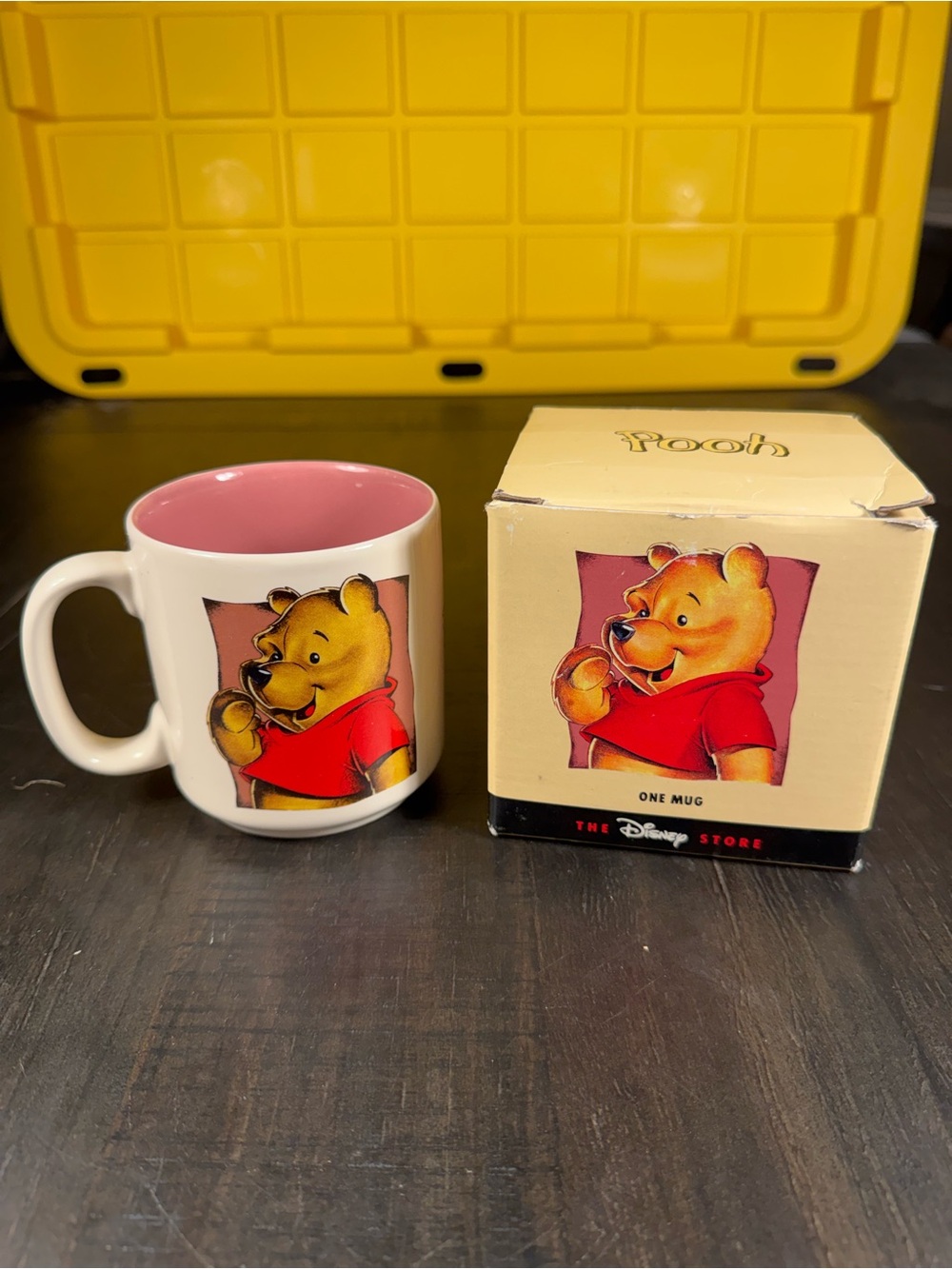 VTG Disney Store Winnie the Pooh Mug Pink Interior New in Box NIB 90s